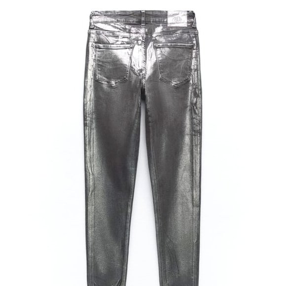 BRAND NEW METALLIC ZARA JEANS - Picture 1 of 8